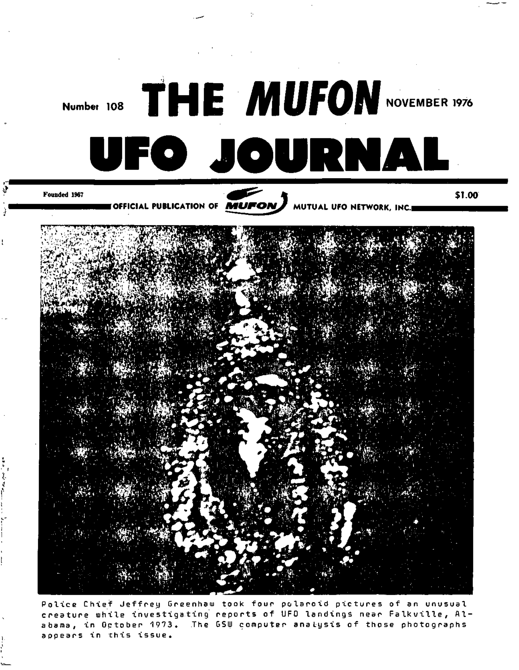 Complete text and images from the MUFON UFO Journal - 1976 11. November issue of the MUFON UFO Journal.
